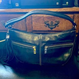 Perlina hand bag - Baby Tassle Hobo in Black